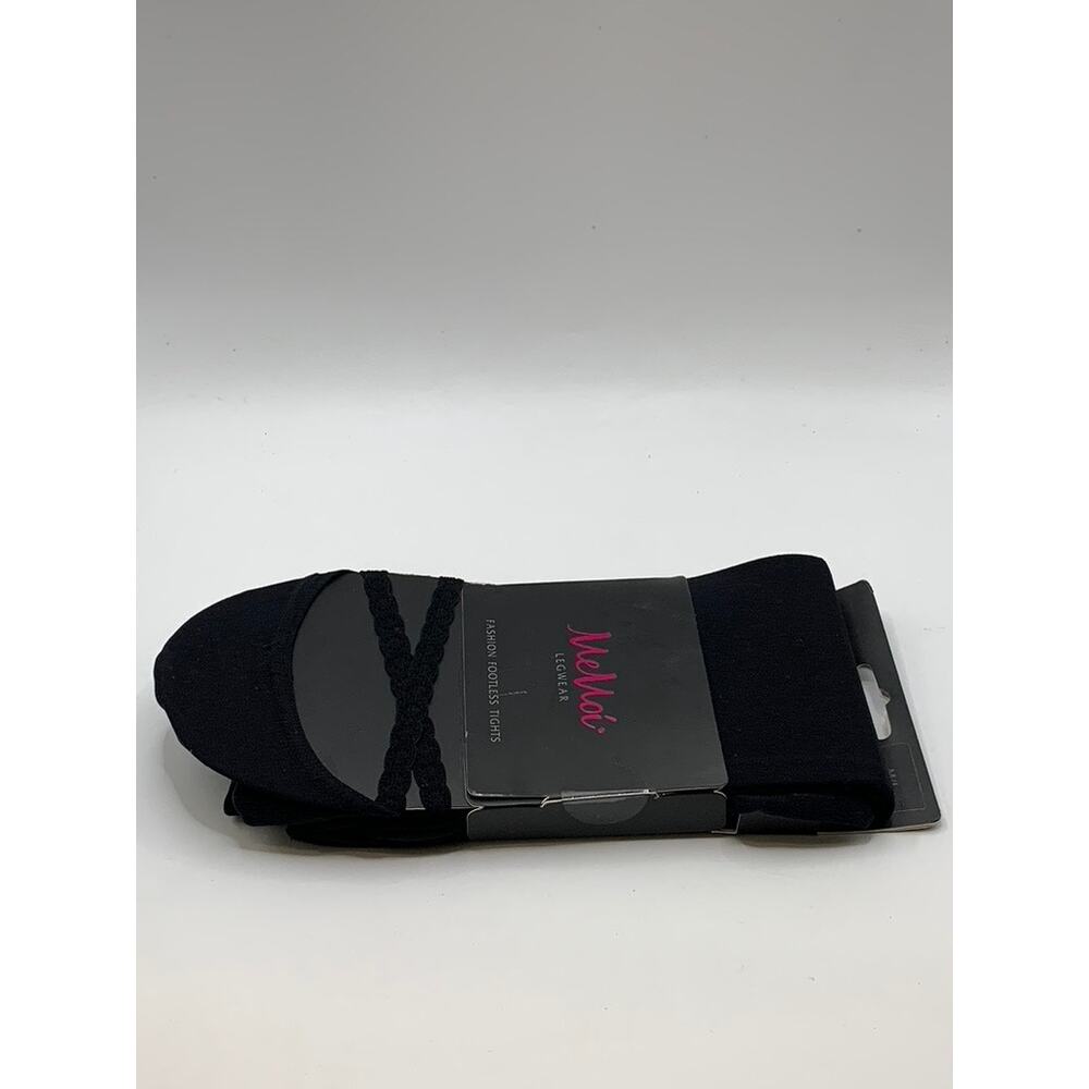 MEMOI Women's Black Solid Semi Sheer Criss-Class Footless Tights SZ M/L - Picture 5 of 8